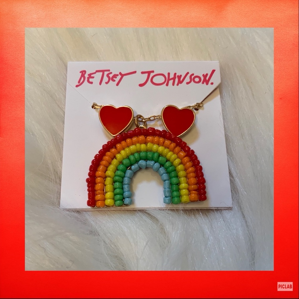 Betsey Johnson Rainbow Necklace & Heart Earrings